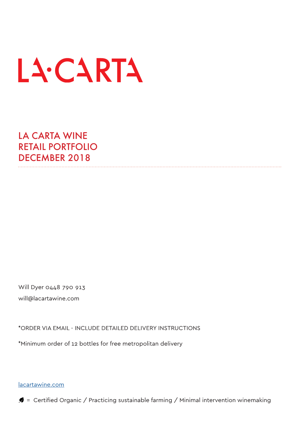 La Carta Wine Retail Portfolio December 2018