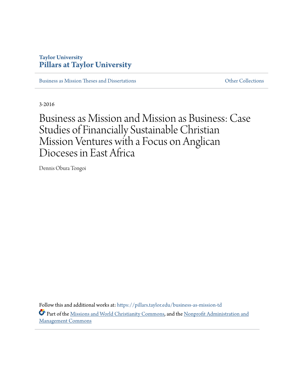 Business As Mission and Mission As Business