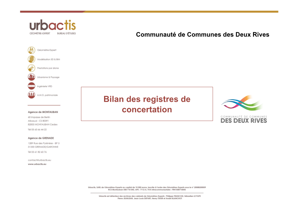 Bilan Des Registres De Concertation