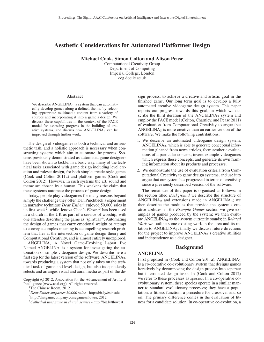 Aesthetic Considerations for Automated Platformer Design