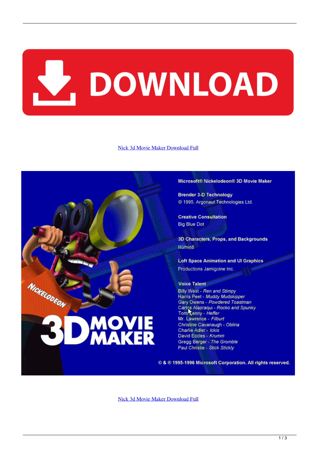 Nick 3D Movie Maker Download Full