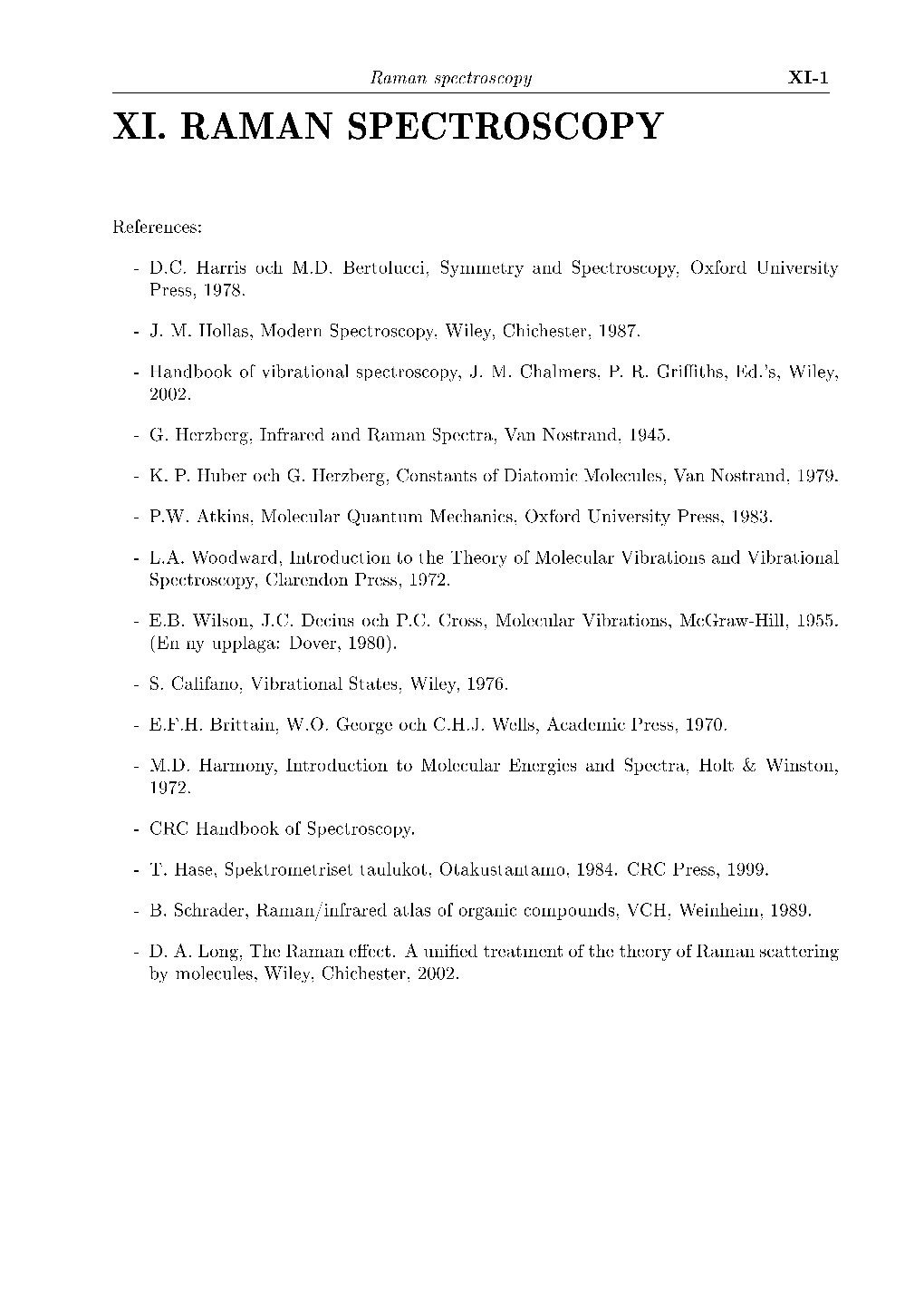 Xi. Raman Spectroscopy