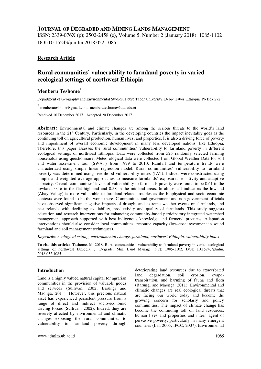 Rural Communities' Vulnerability to Farmland Poverty in Varied