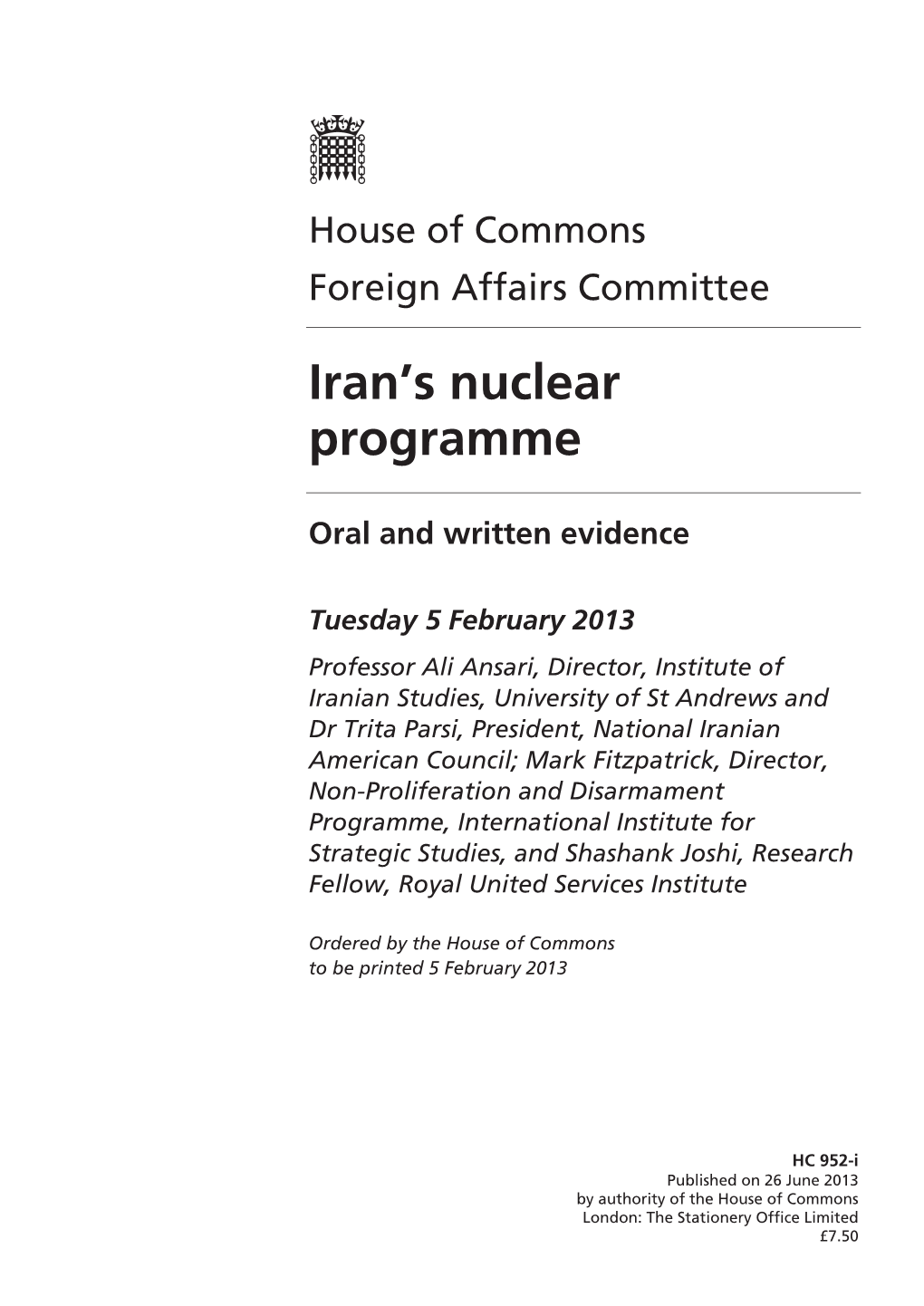 Iran's Nuclear Programme