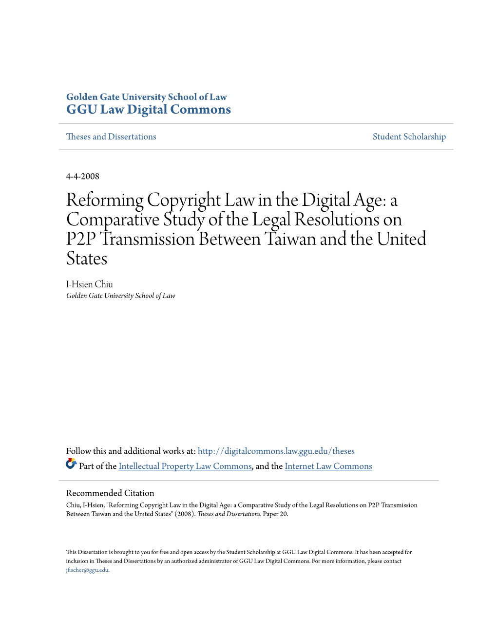 Reforming Copyright Law in the Digital