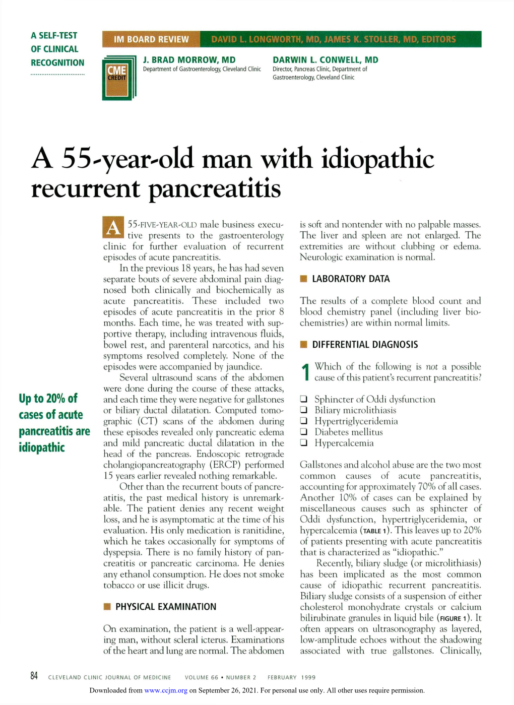 A 55-Year-Old Man with Idiopathic Recurrent Pancreatitis