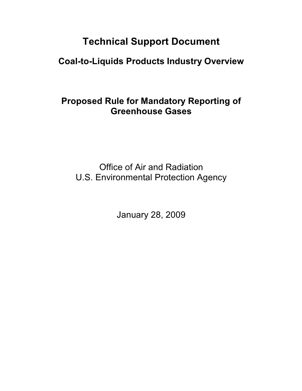 Technical Support Document: Suppliers of Coal-Based Liquid Fuels