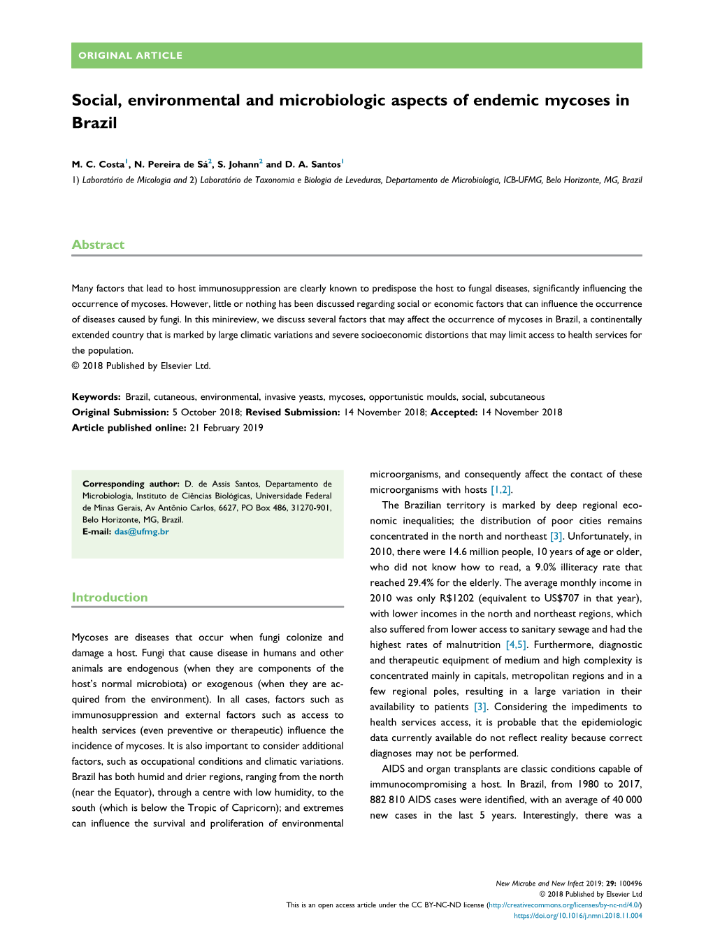 Social, Environmental and Microbiologic Aspects of Endemic Mycoses in Brazil