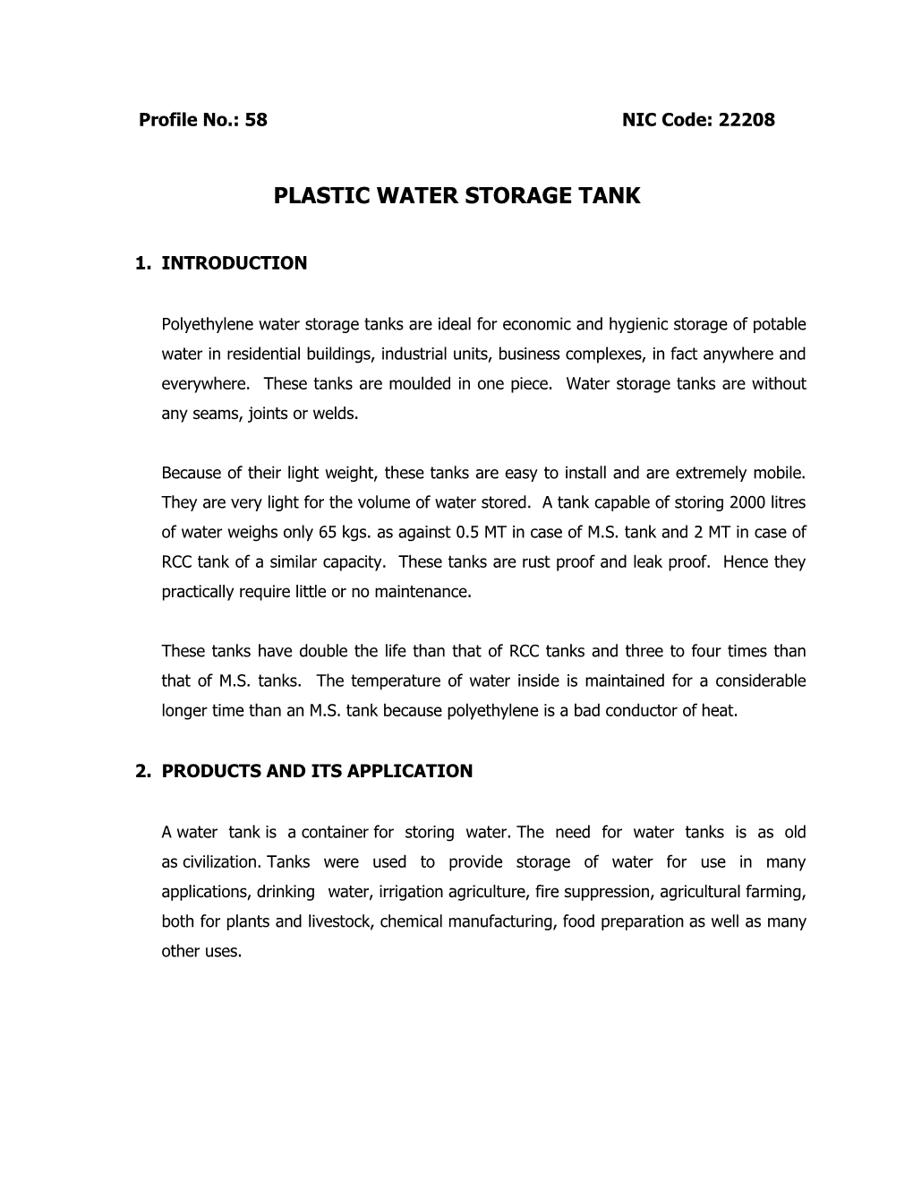 Plastic Water Storage Tank