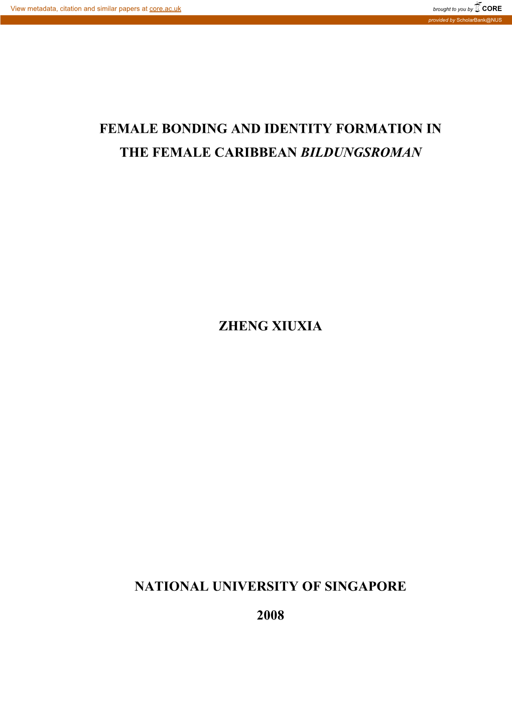 Female Bonding and Identity Formation in the Female Caribbean Bildungsroman