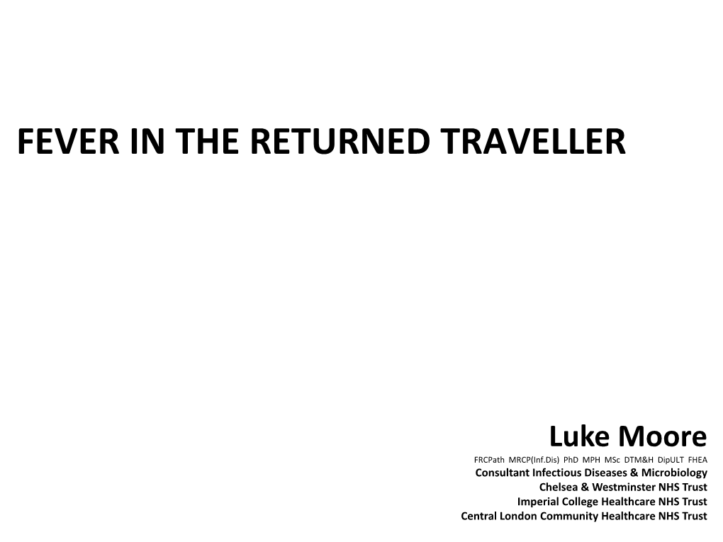 Fever in the Returning Traveller