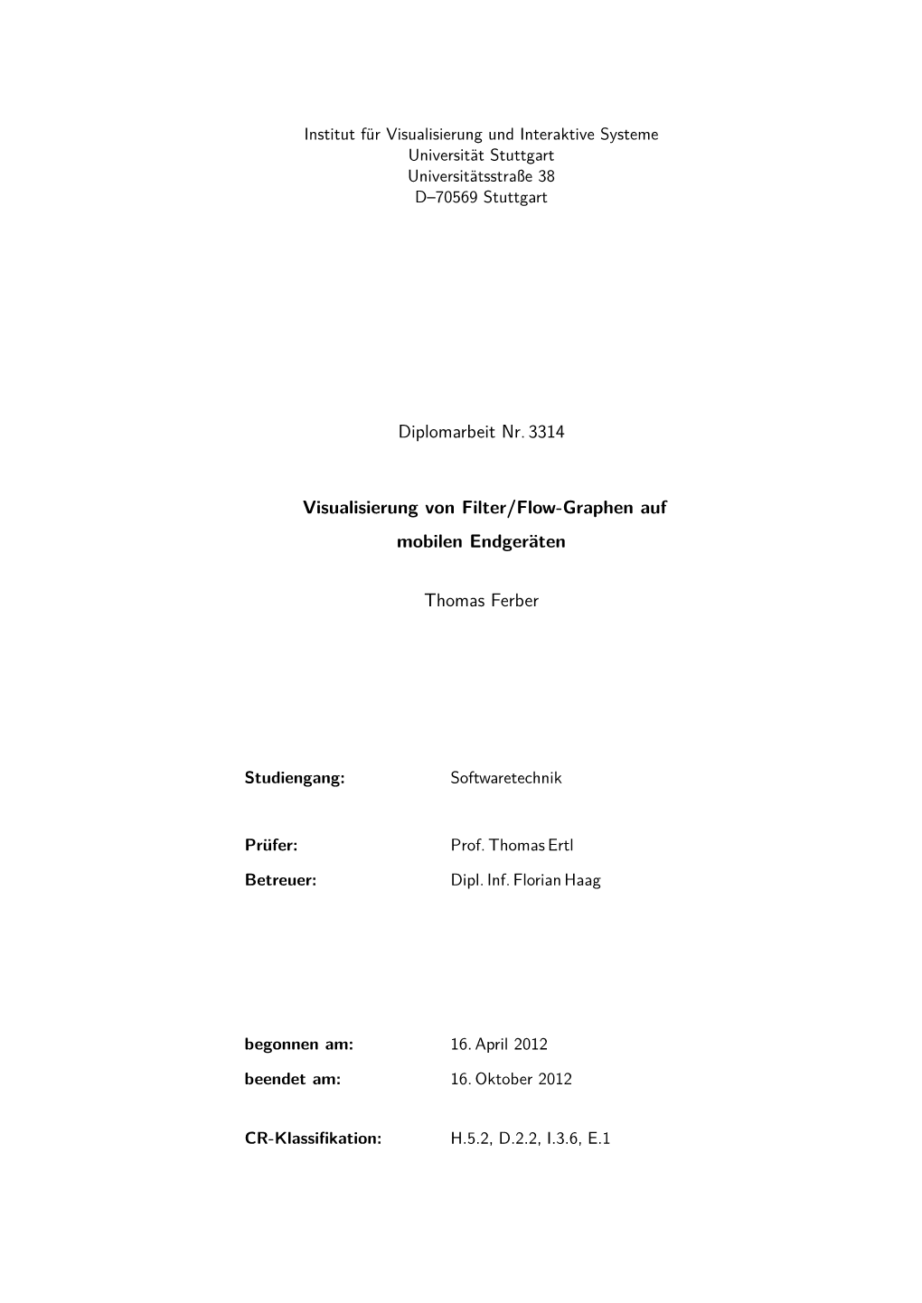 Diplomarbeit Nr. 3314 Visualisierung Von Filter/Flow-Graphen Auf