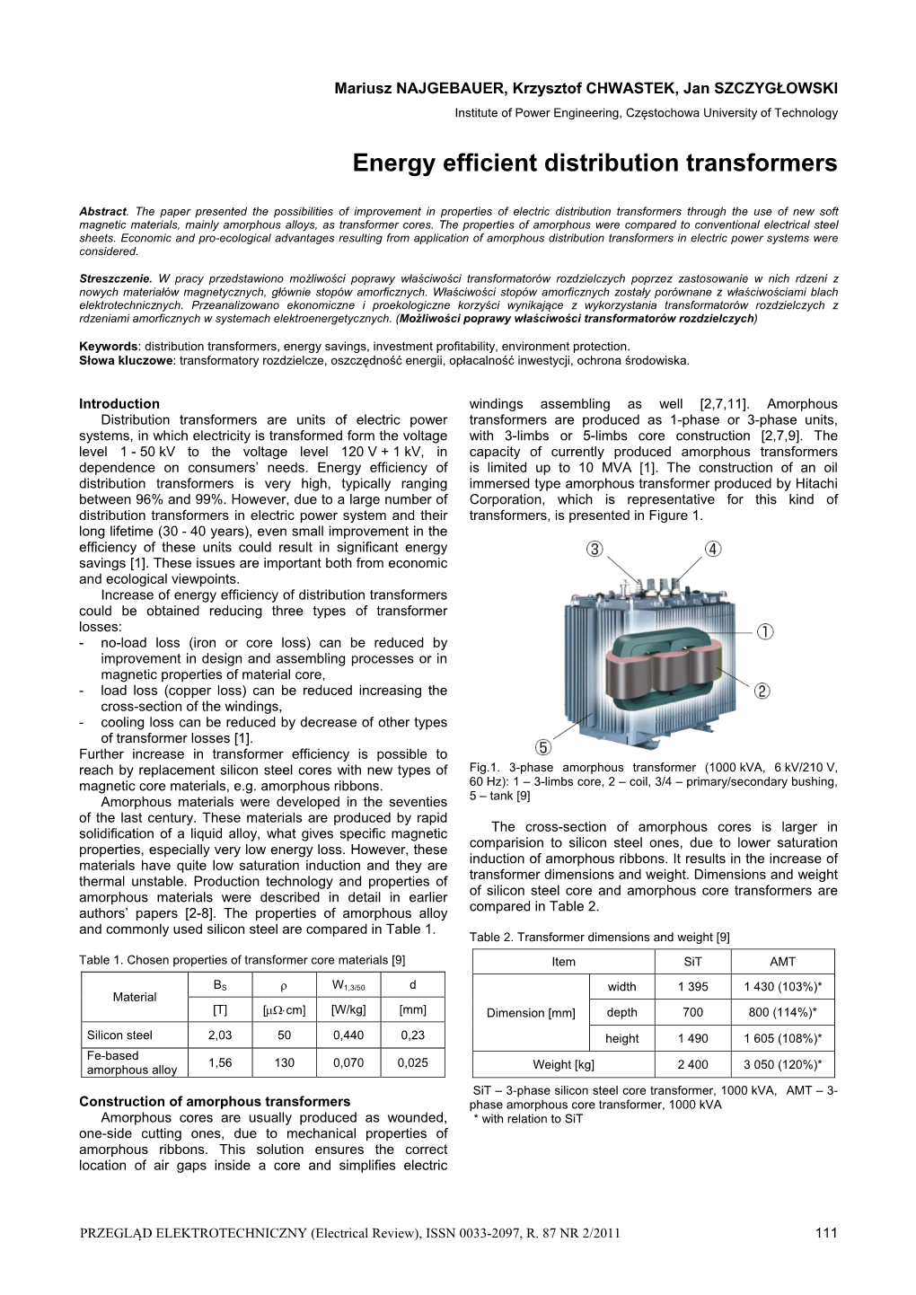 Energy Efficient Distribution Transformers