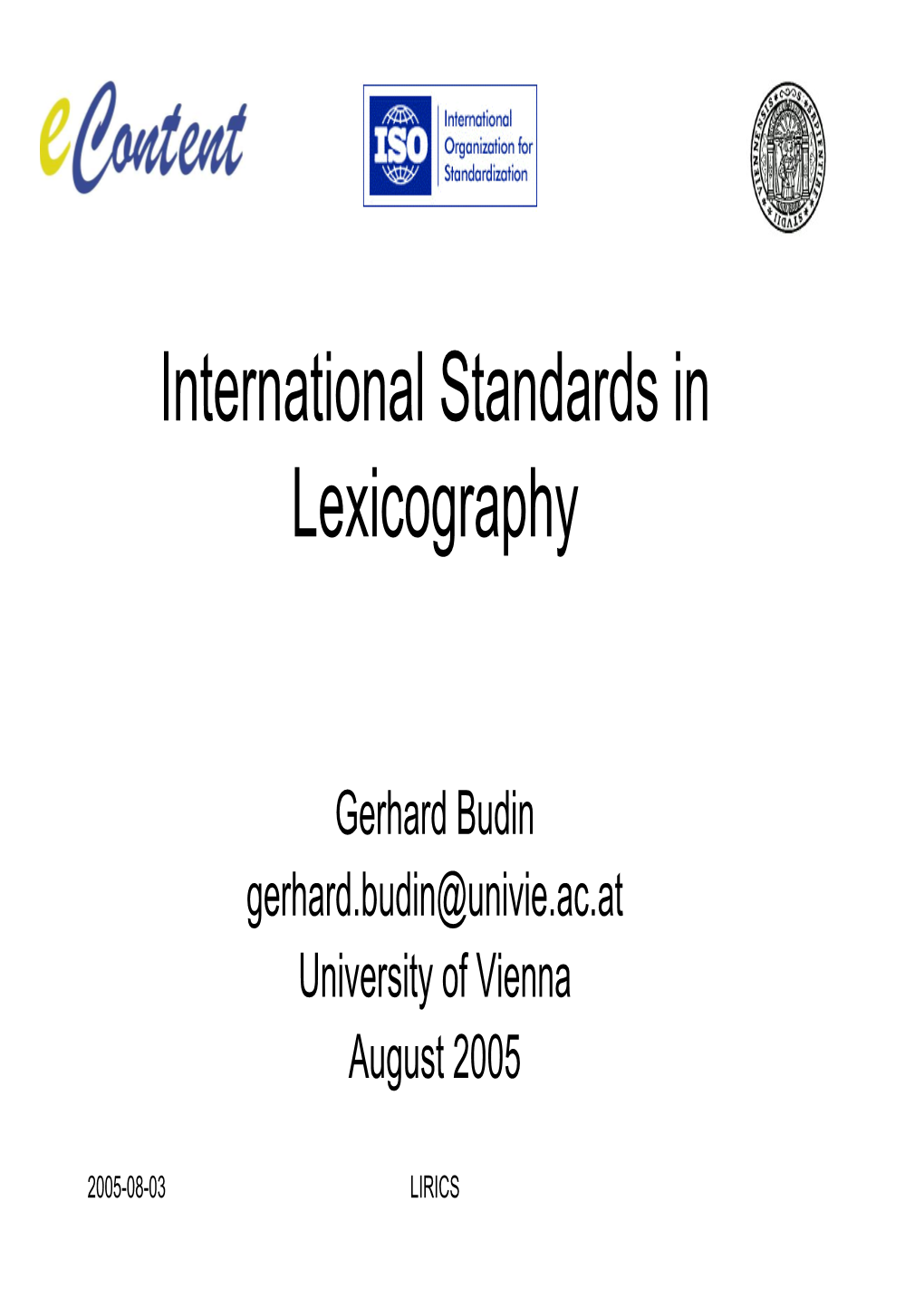 International Standards in Lexicography (Pdf)