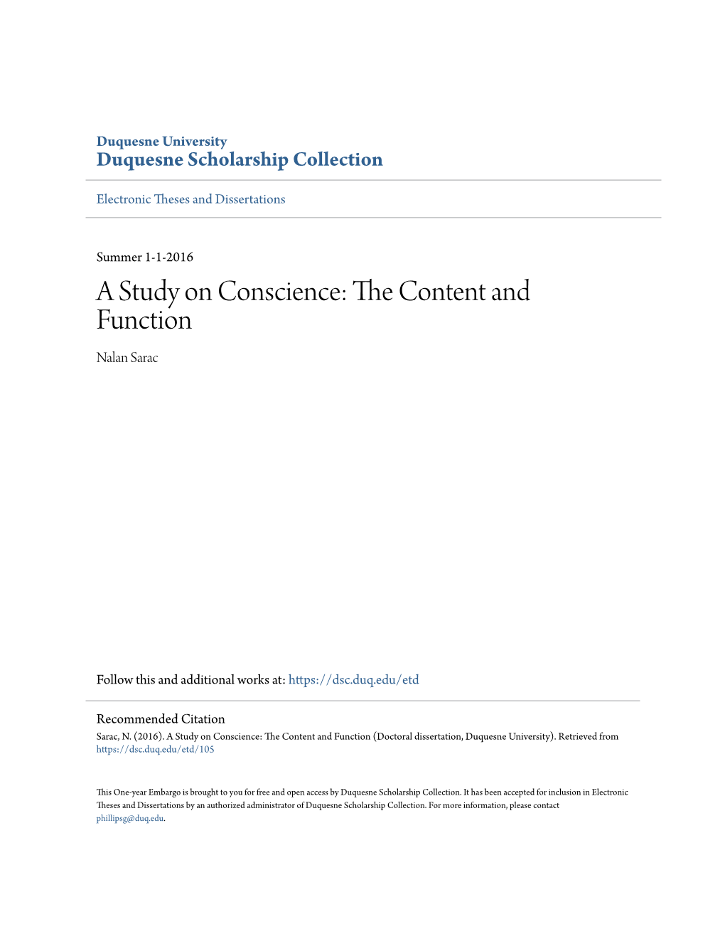 A Study on Conscience: the Content and Function