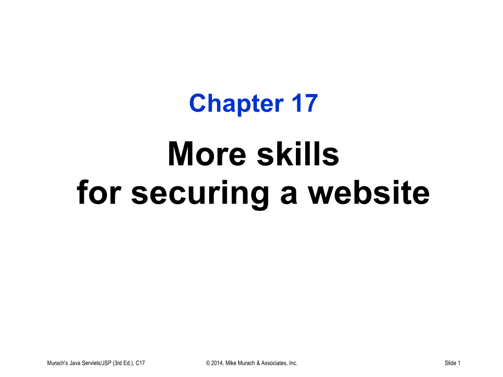 More Skills for Securing a Website