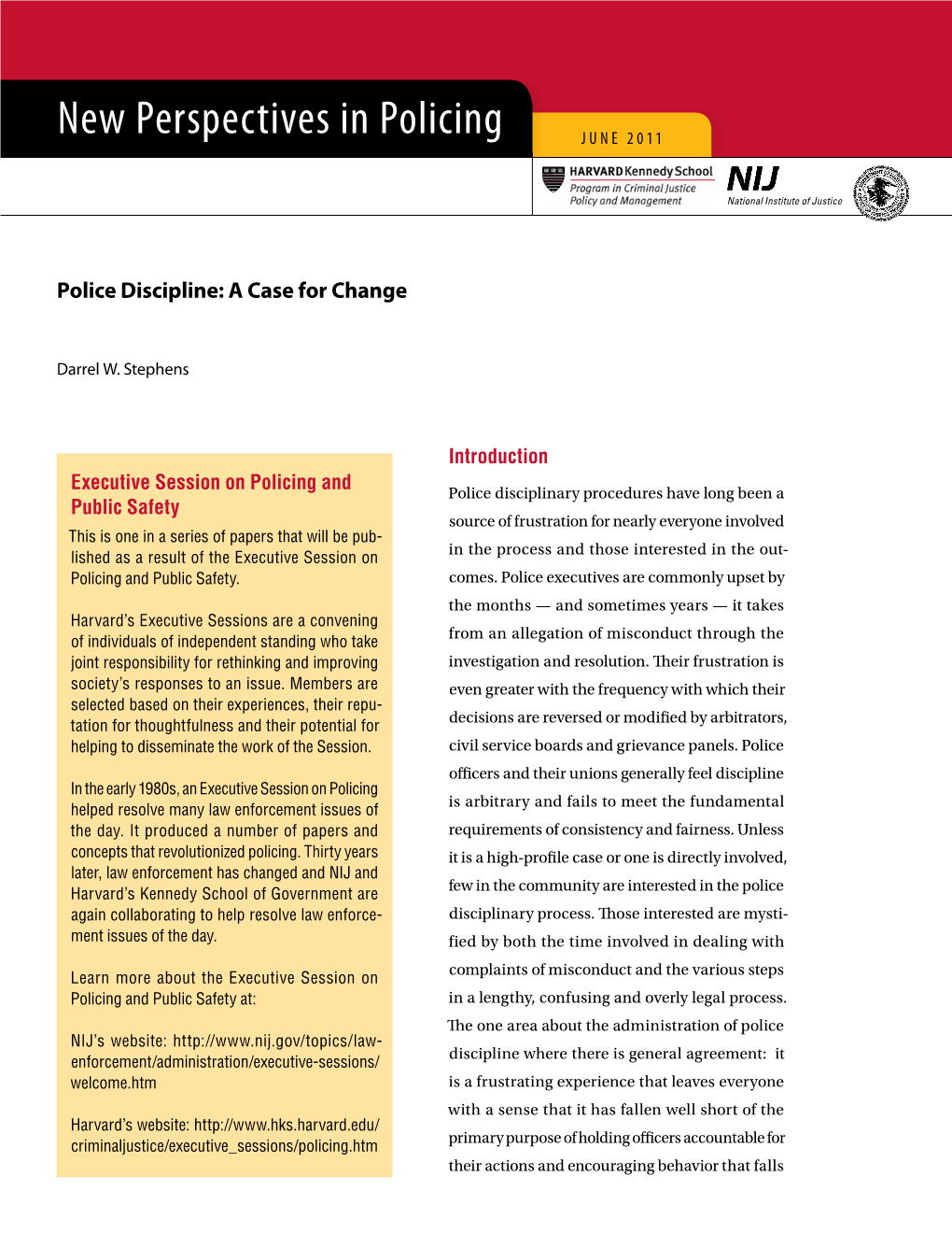 Police Discipline: a Case for Change