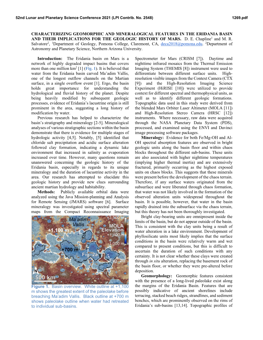 Characterizing Geomorphic and Mineralogical Features in the Eridania Basin and Their Implications for the Geologic History of Mars