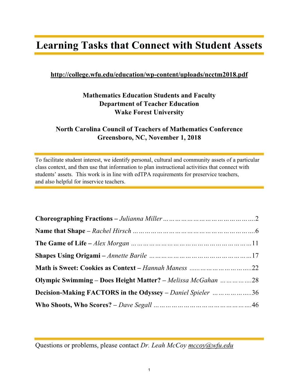 Learning Tasks That Connect with Student Assets