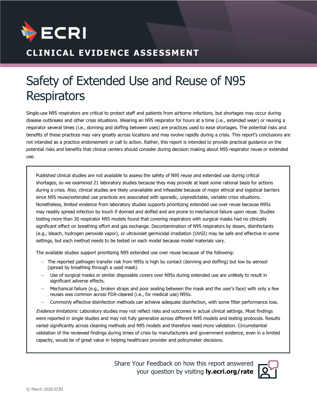 Safety of Extended Use and Reuse of N95 Respirators