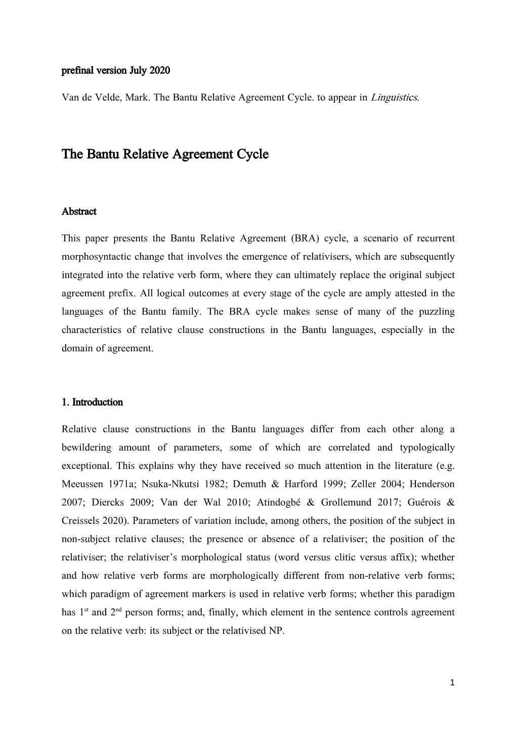 The Bantu Relative Agreement Cycle
