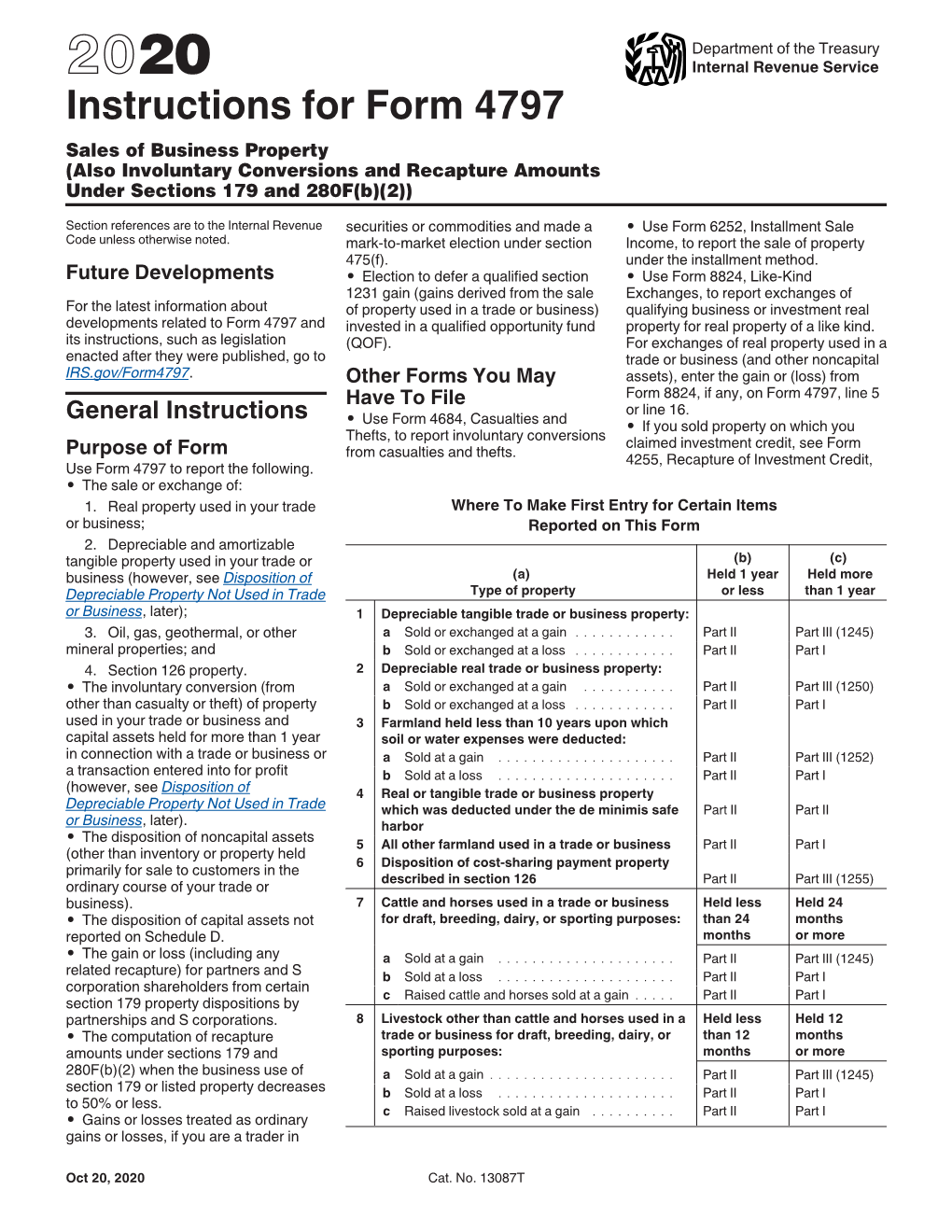 2020 Instructions for Form 4797