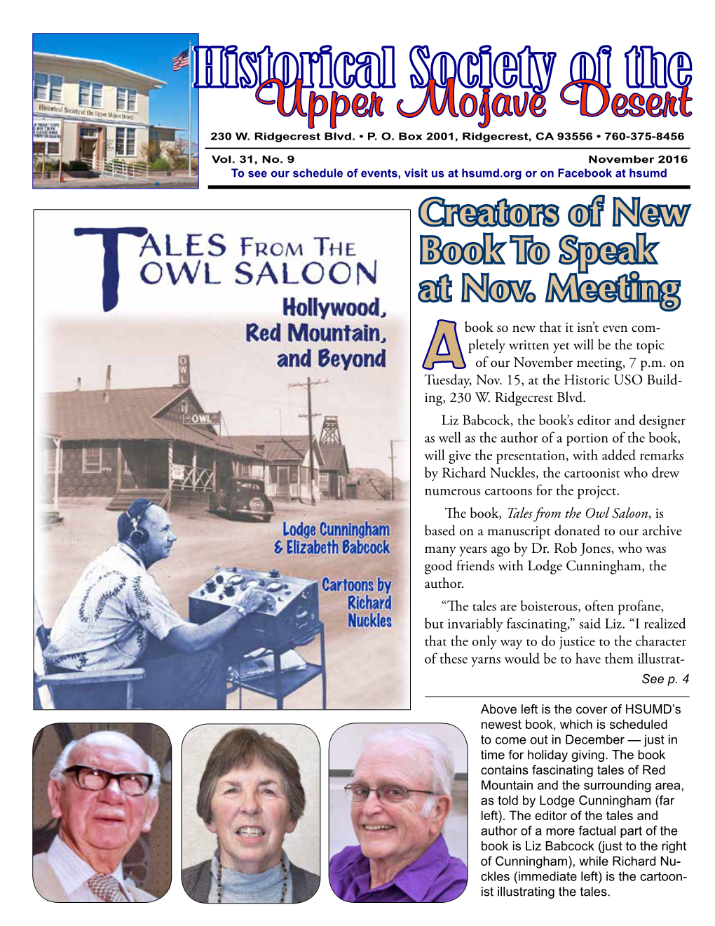 Historical Society of the Upper Mojave Desert NONPROFIT ORG