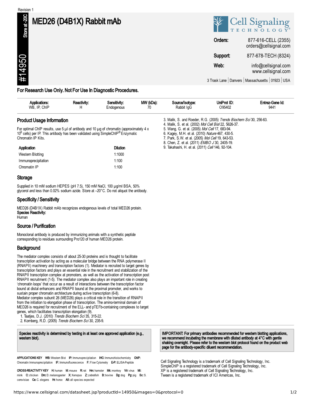 14950 MED26 (D4B1X) Rabbit Mab