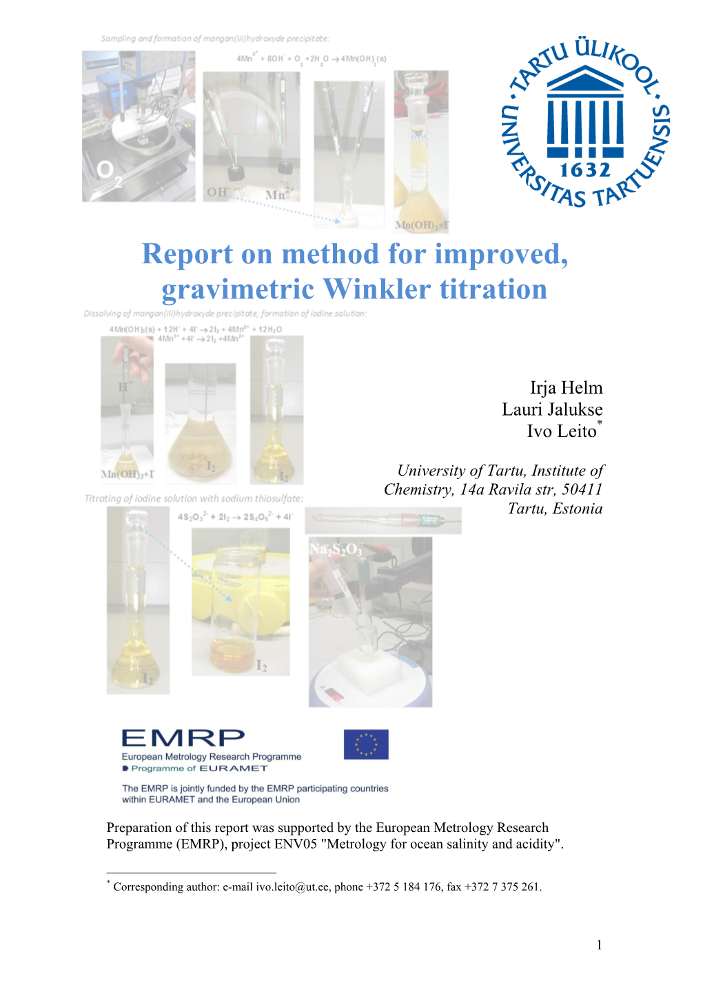 Report on Method for Improved Gravimetric Winkler Titration