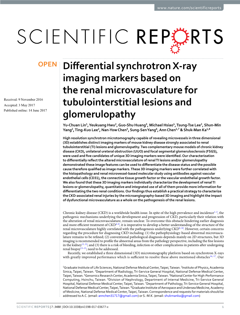Differential Synchrotron X-Ray Imaging Markers Based on the Renal