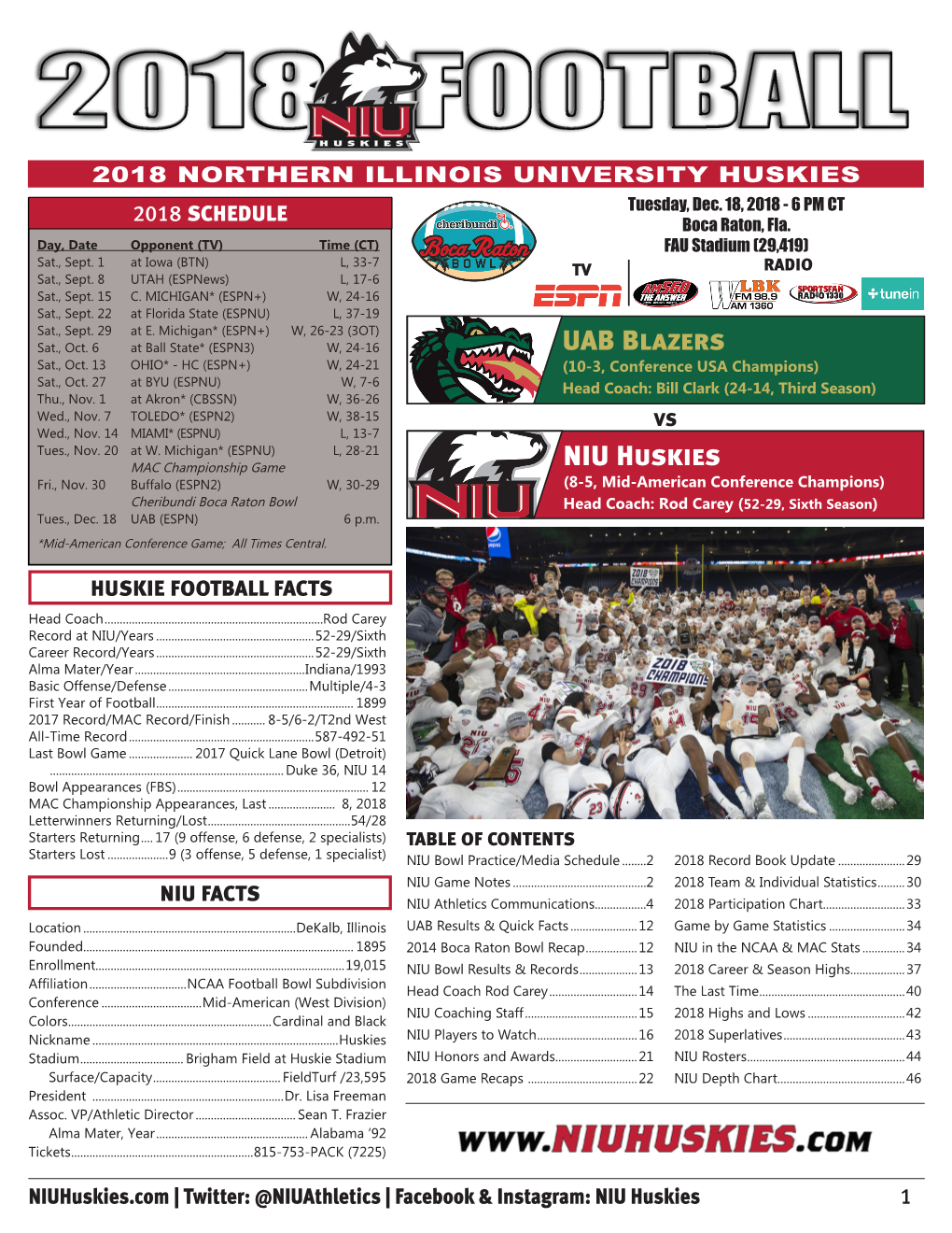 NIU Huskies UAB Blazers