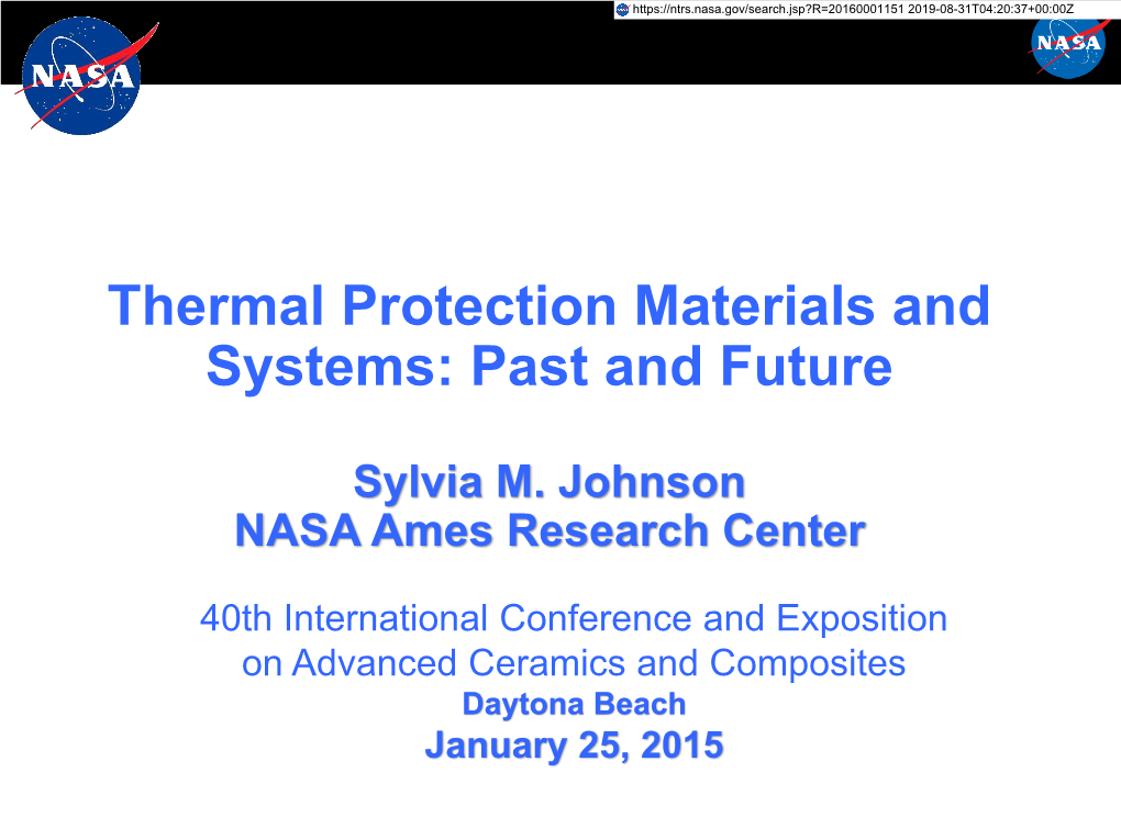 Thermal Protection Materials and Systems: Past and Future