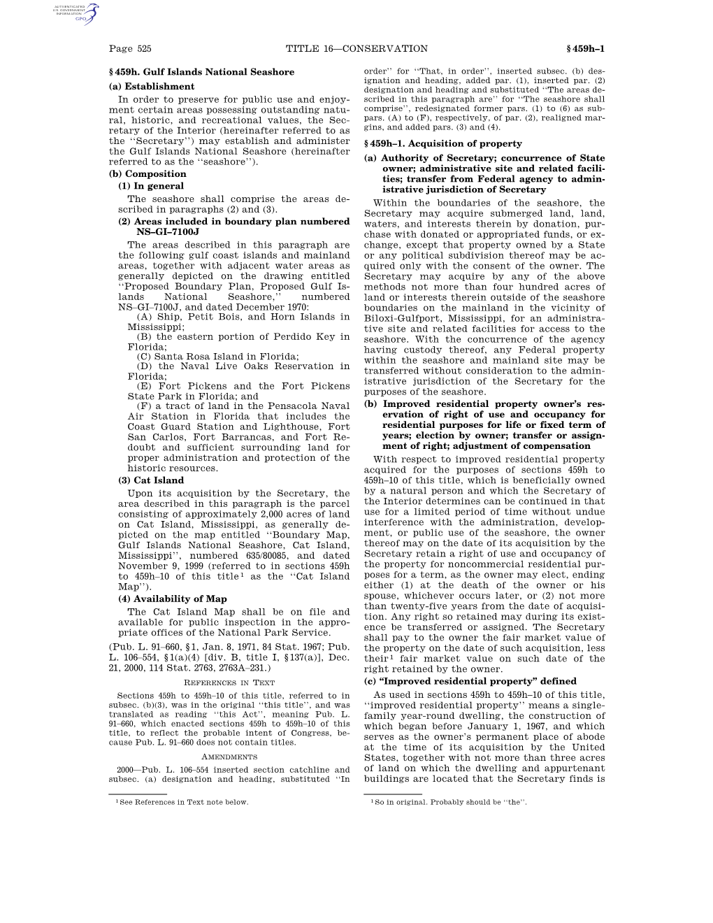 Page 525 TITLE 16—CONSERVATION § 459H–1