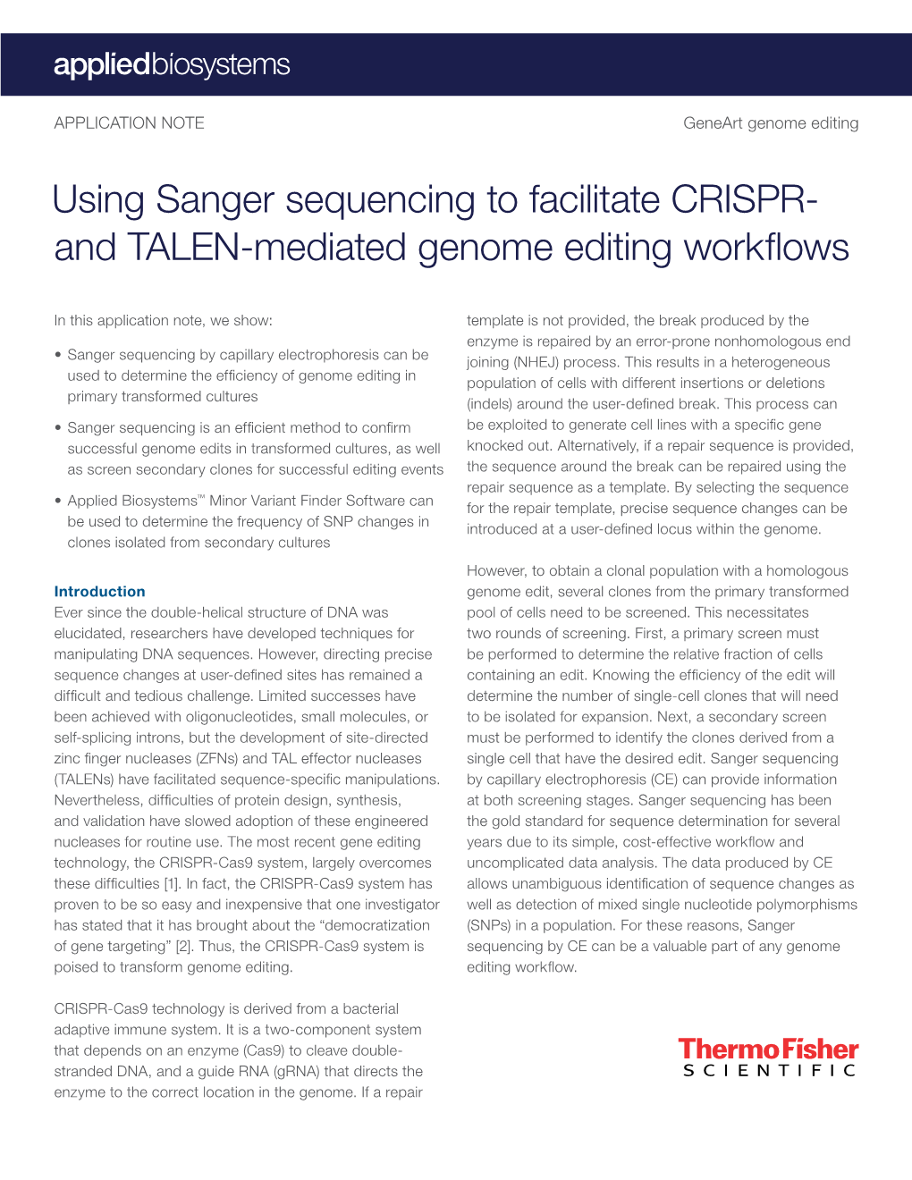 Using Sanger Sequencing to Facilitate CRISPR- and TALEN-Mediated Genome Editing Workflows