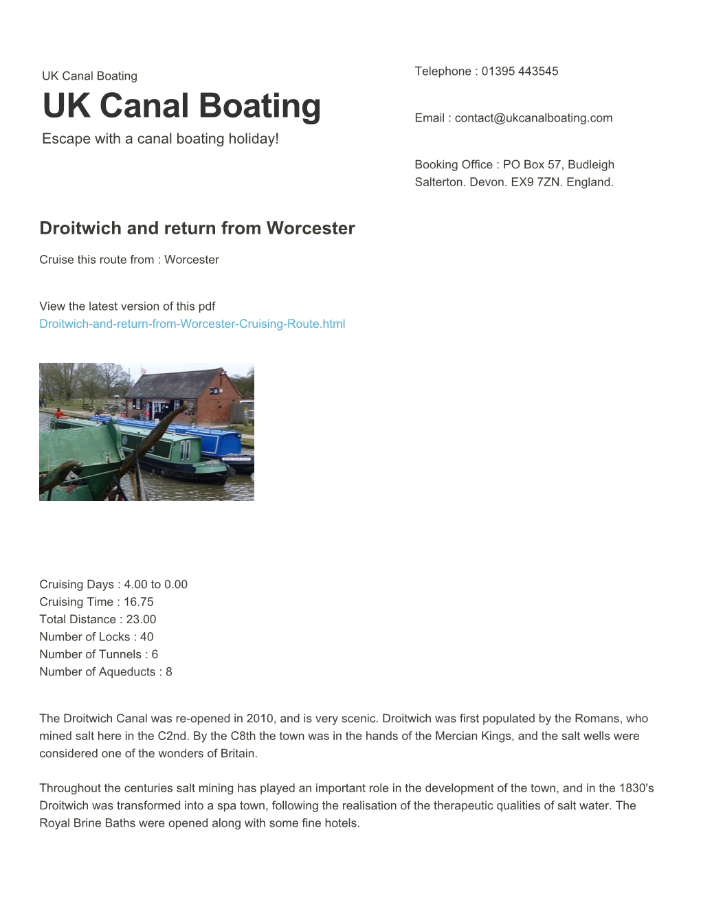 Droitwich and Return from Worcester | UK Canal Boating