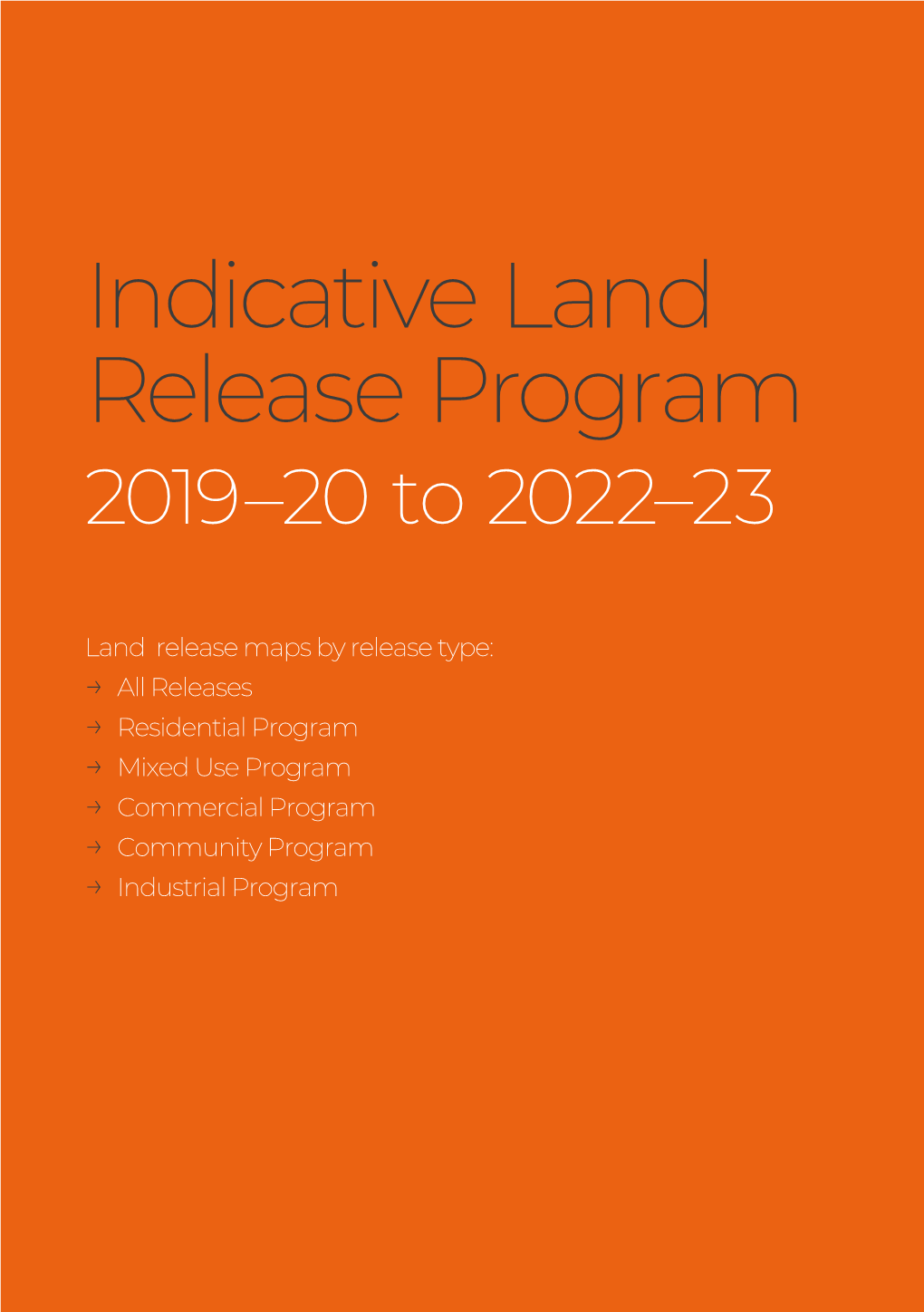 ACT Indicative Land Release Program 2019-20 to 2022-23