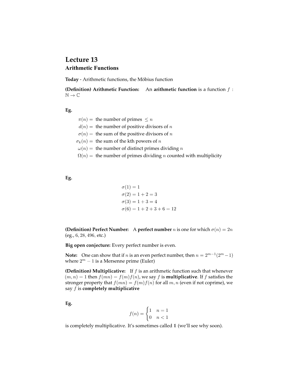 Arithmetic Functions