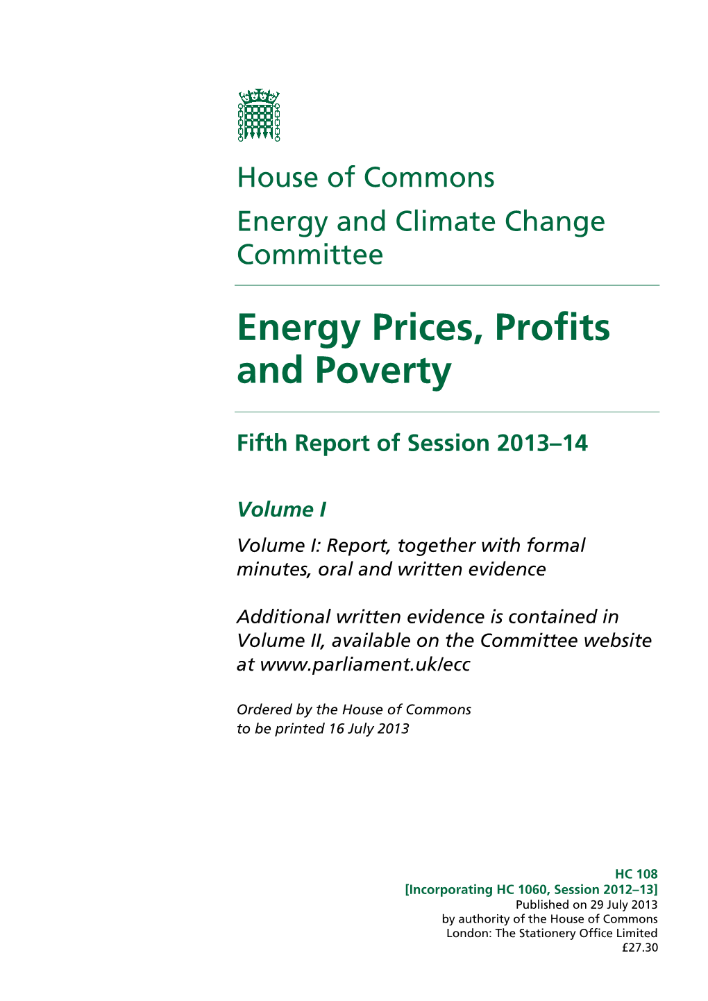 Energy Prices, Profits and Poverty