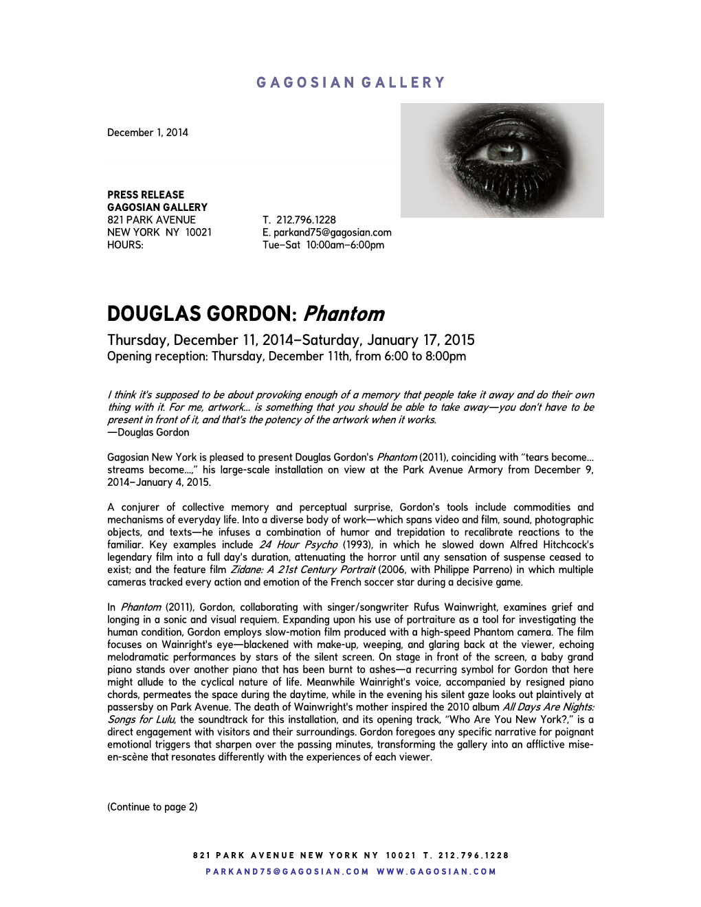 DOUGLAS GORDON: Phantom