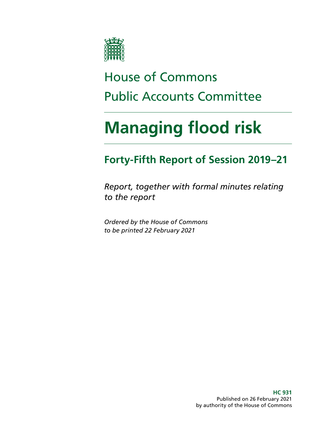 Managing Flood Risks Than They Are Allocated Through the Ministry of Housing, Communities and Local Government’S (MHCLG) Local Government Funding Formula