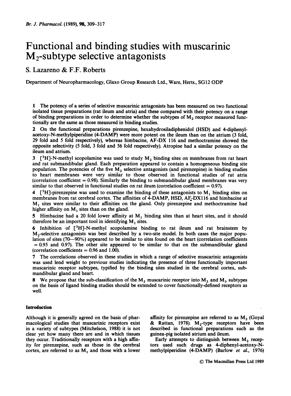 M2-Subtype Selective Antagonists S