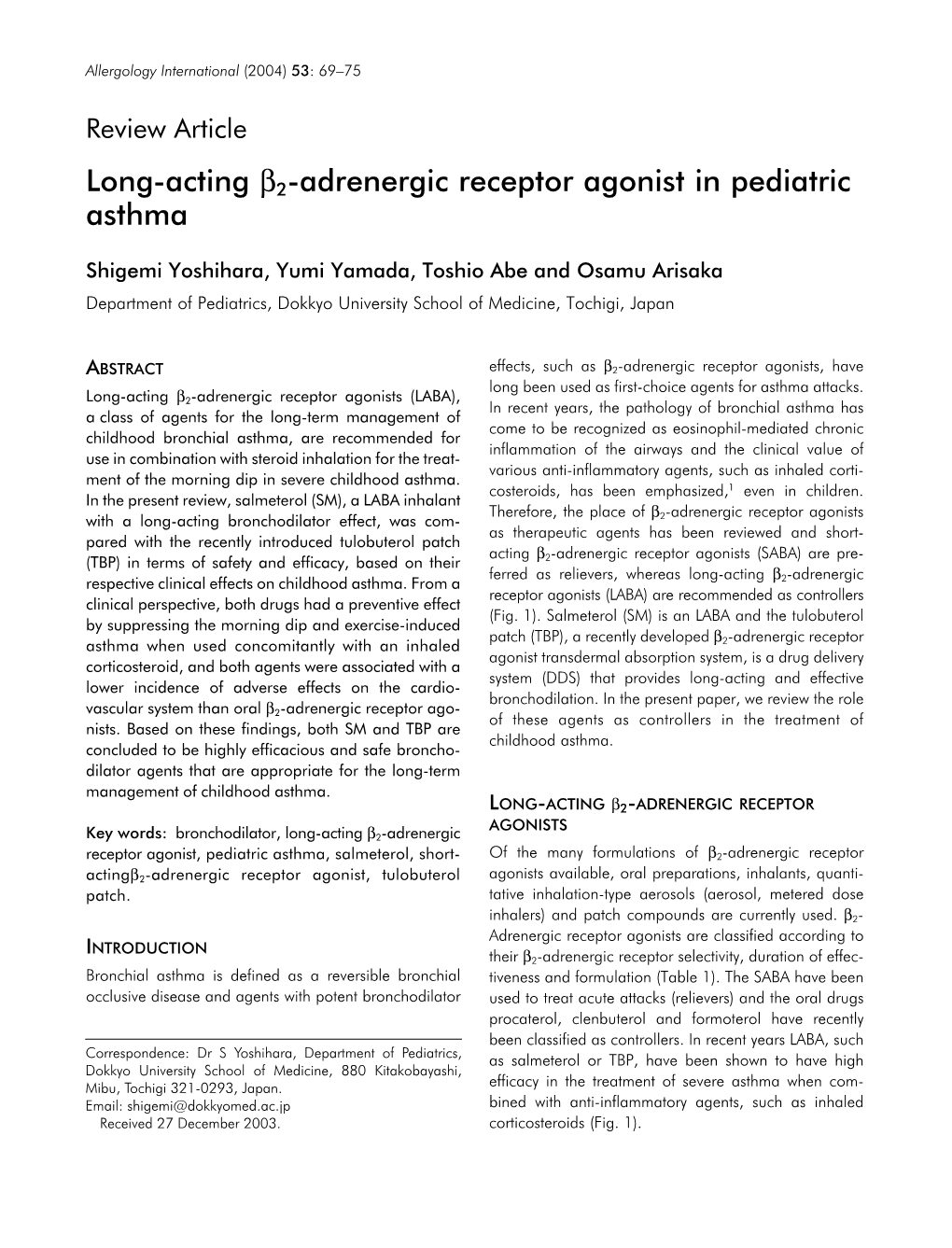 Long-Acting Β2-Adrenergic Receptor Agonist in Pediatric Asthma