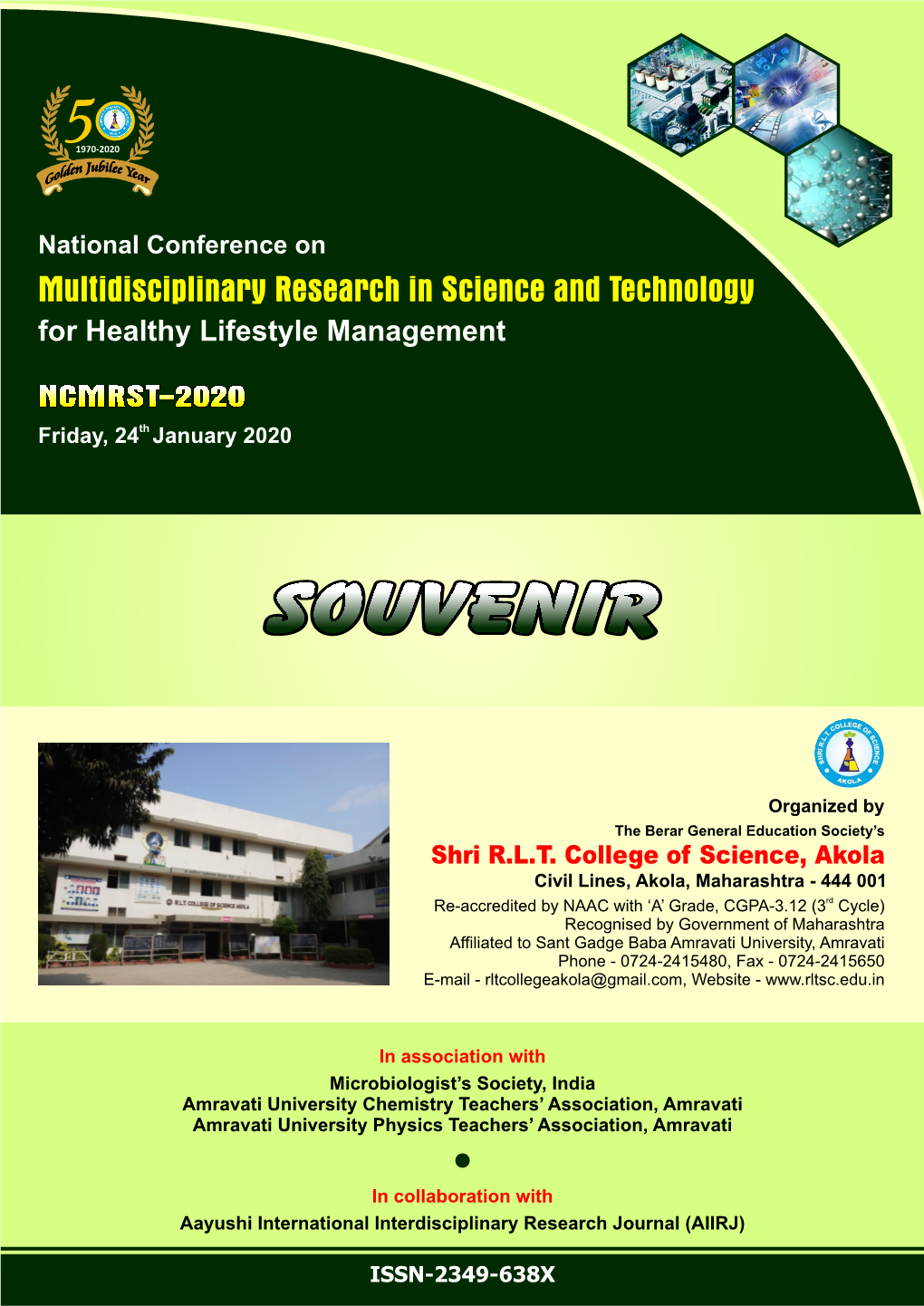 Souvenir, NCMRST-2020, Shri R.L.T. College