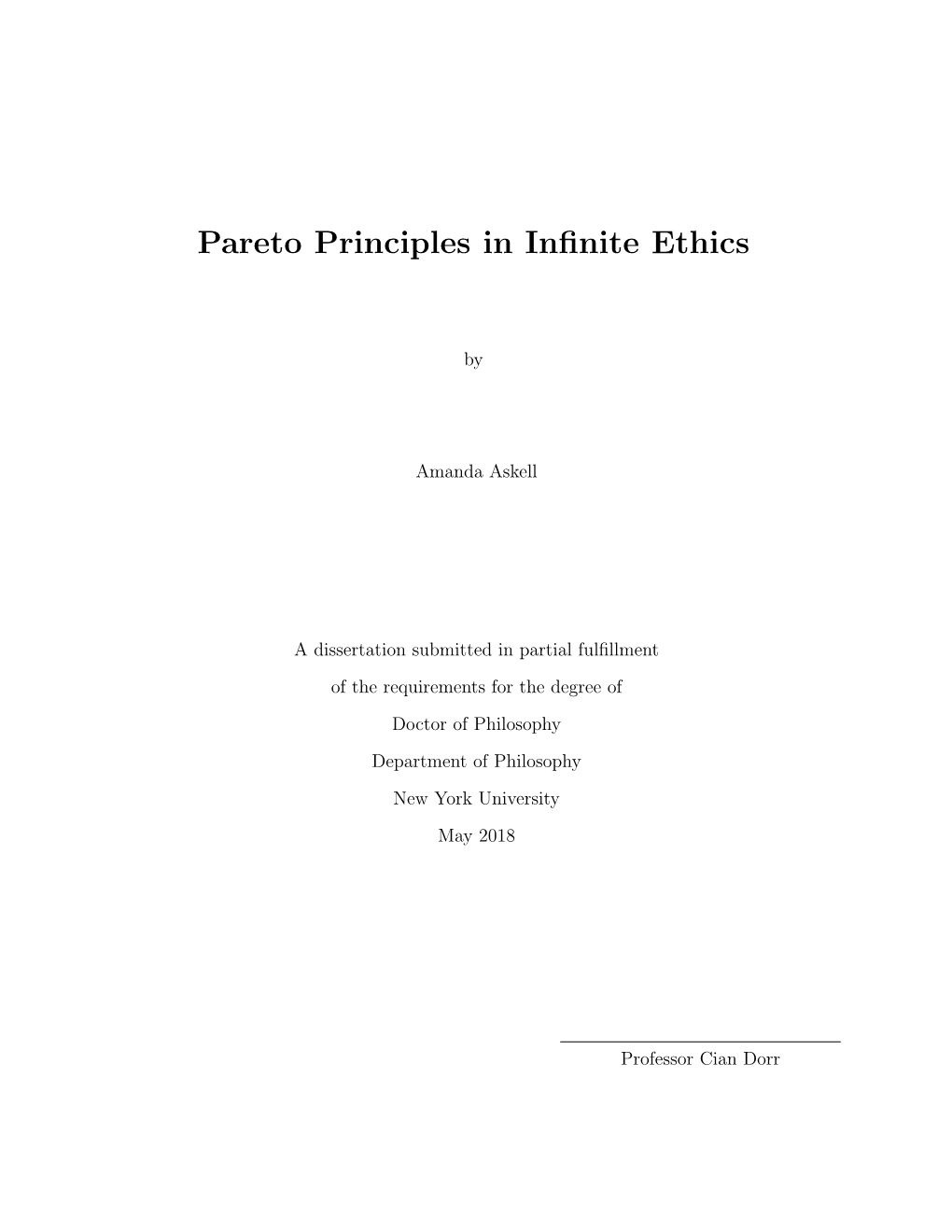 Pareto Principles in Infinite Ethics