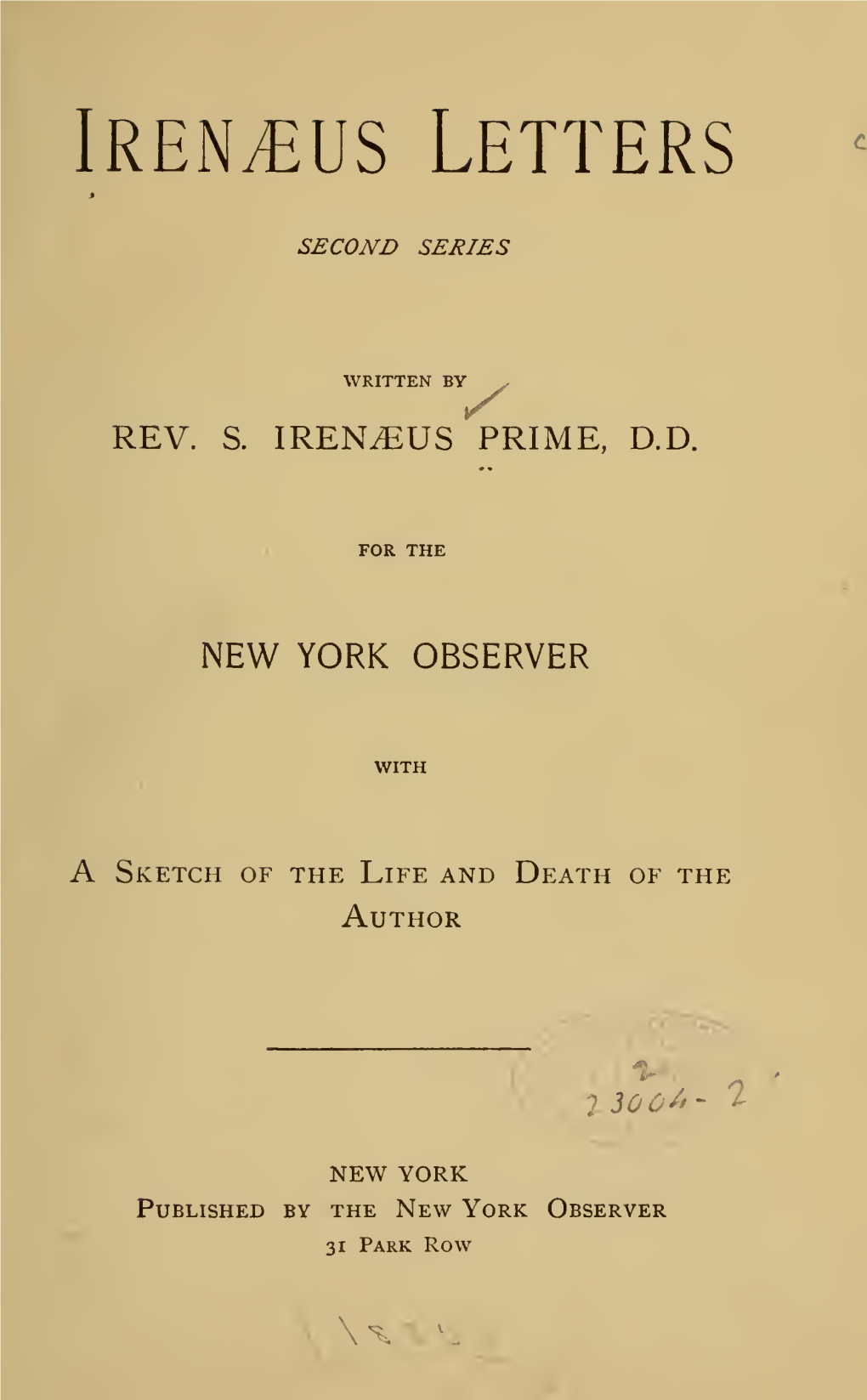 Irenæus Letters. Second Series