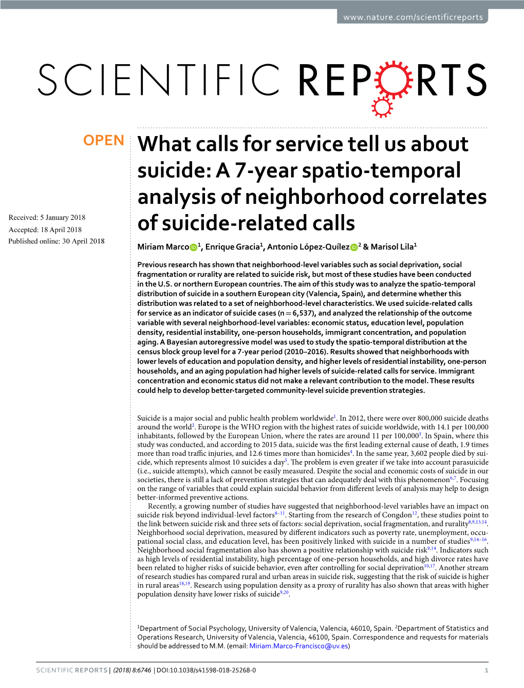 A 7-Year Spatio-Temporal Analysis of Neighborhood Correlates of Suicide