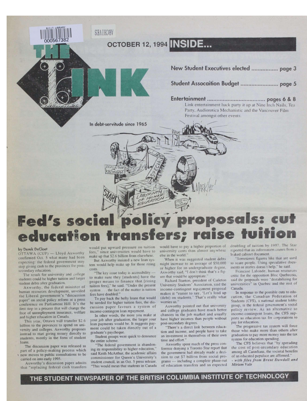 Cut Education Transfers; Raise Tuition .Loubling of Luilion by 1997