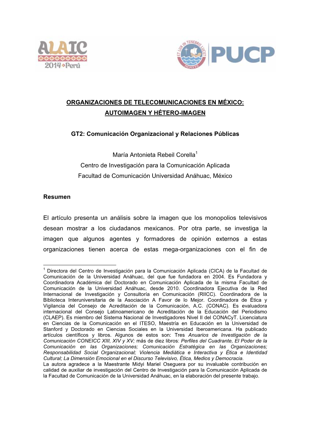 Organizaciones De Telecomunicaciones En México: Autoimagen Y Hétero-Imagen