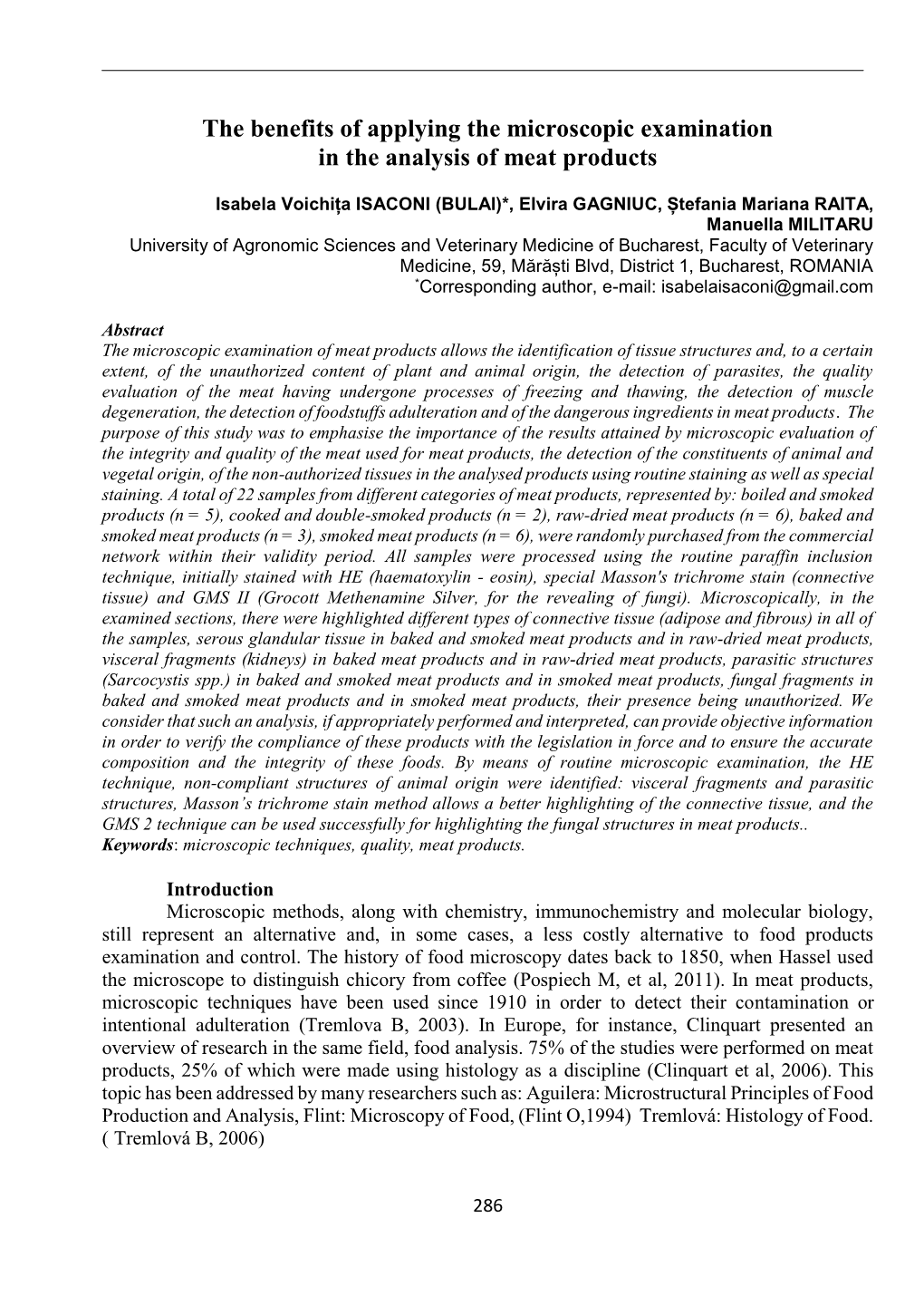 The Benefits of Applying the Microscopic Examination in the Analysis of Meat Products