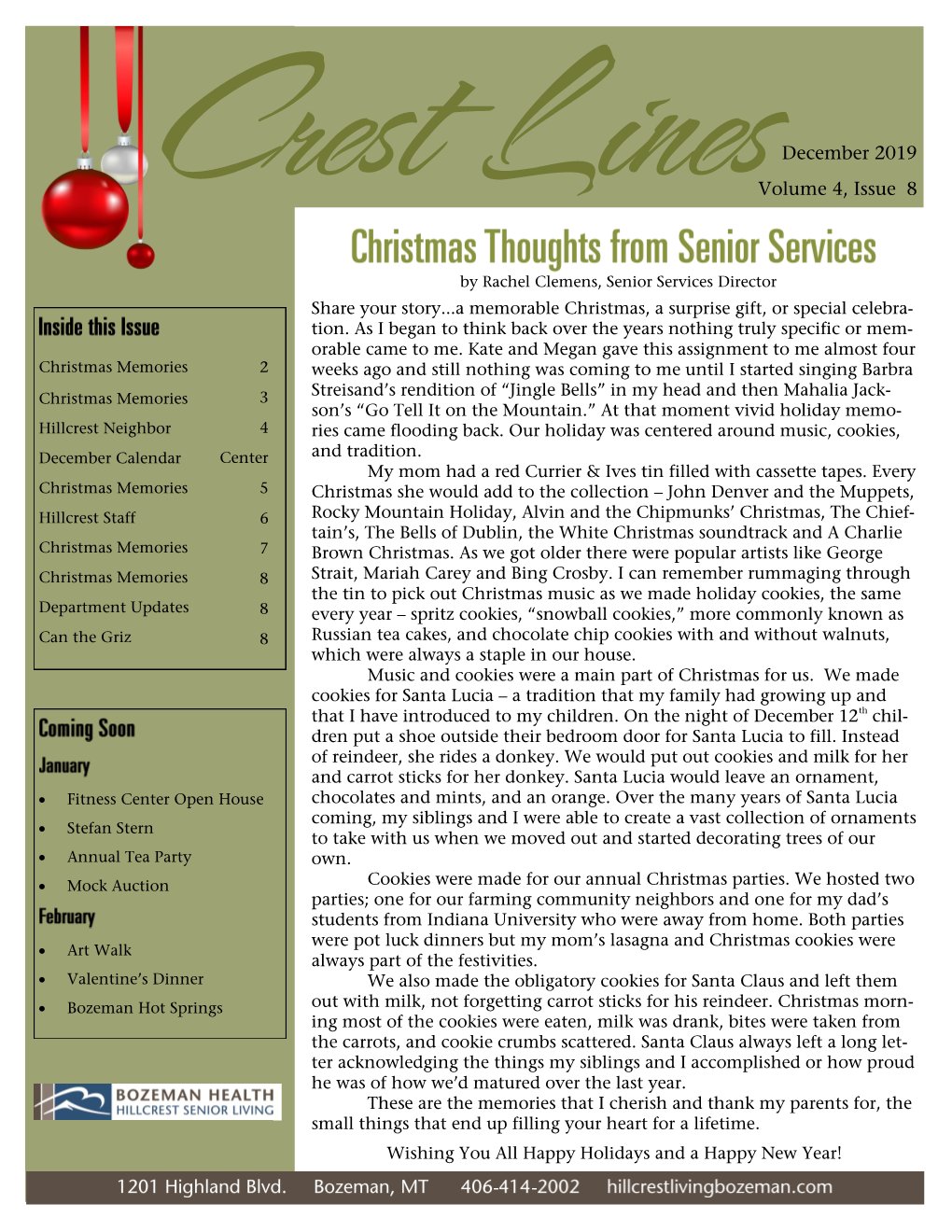 Crest Linesdecember 2019 Volume 4, Issue 8